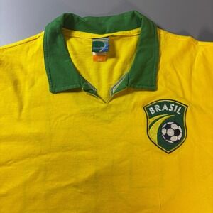 Braziline Brazil Soccer Polo Jersey Mens XL Yellow Green Brasil Shirt 62